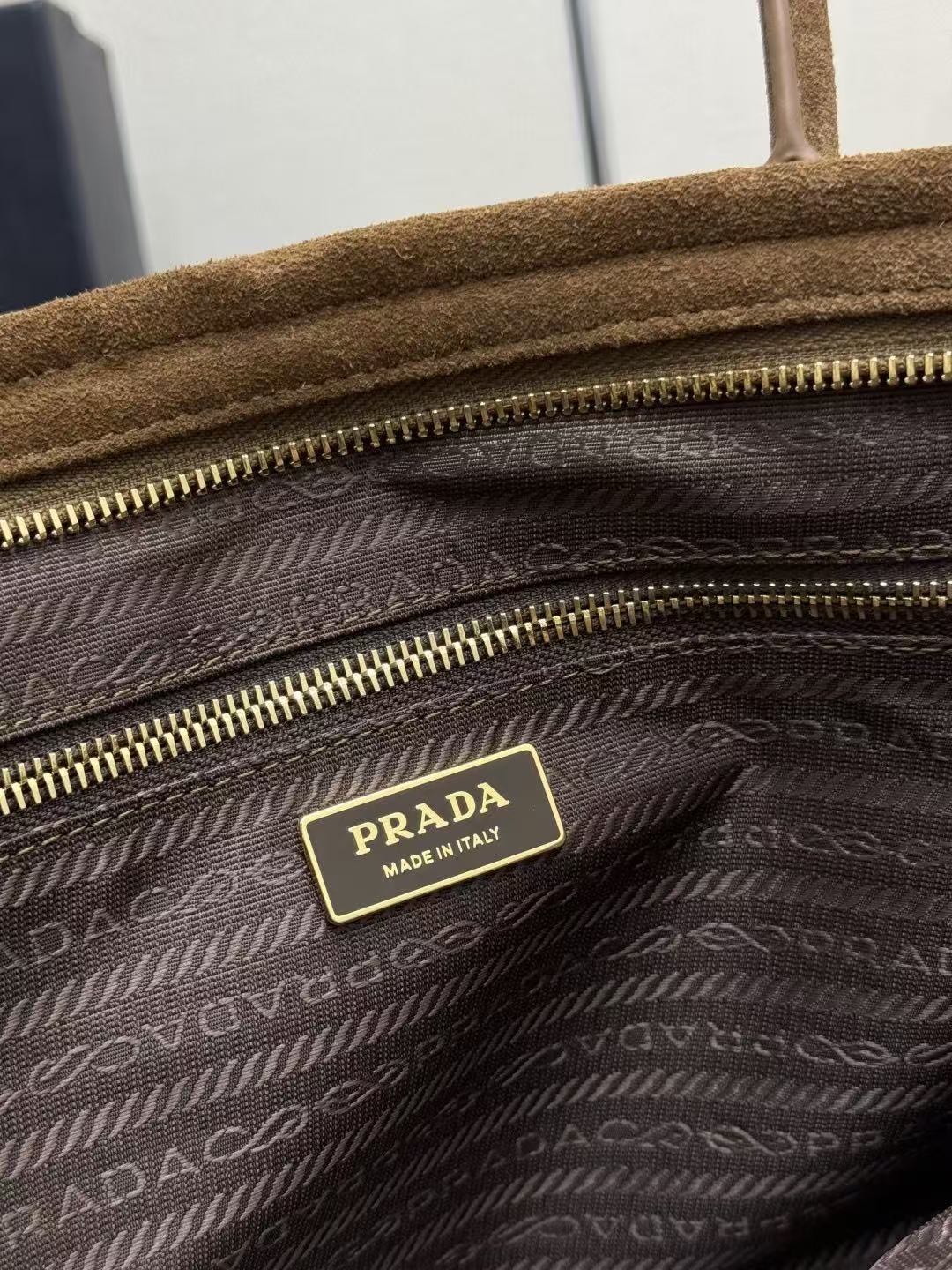 Prada Bonnie Large 38cm Brown Suede