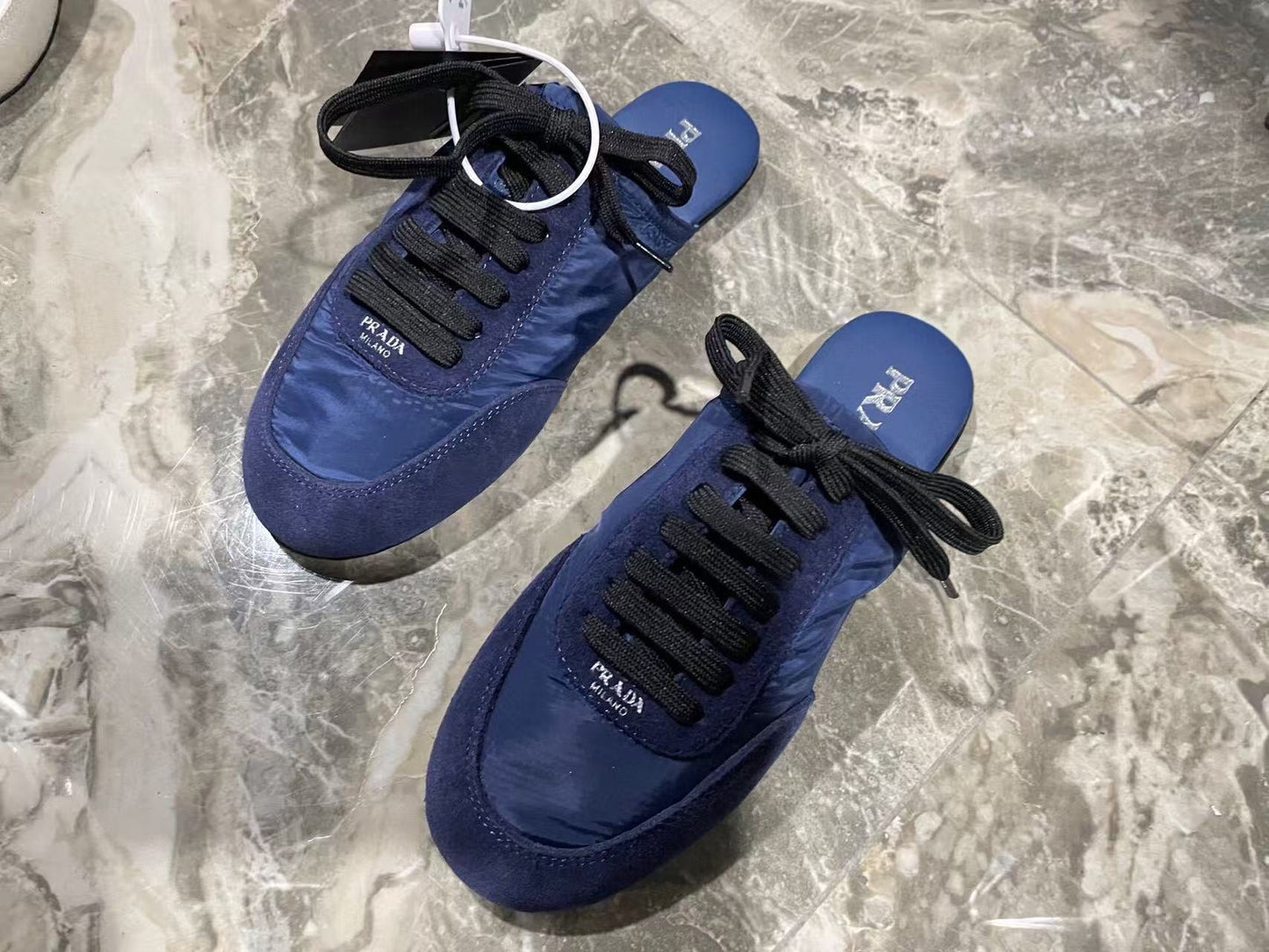PRA 26S Mule Sneaker Dark Blue Suede Canvas