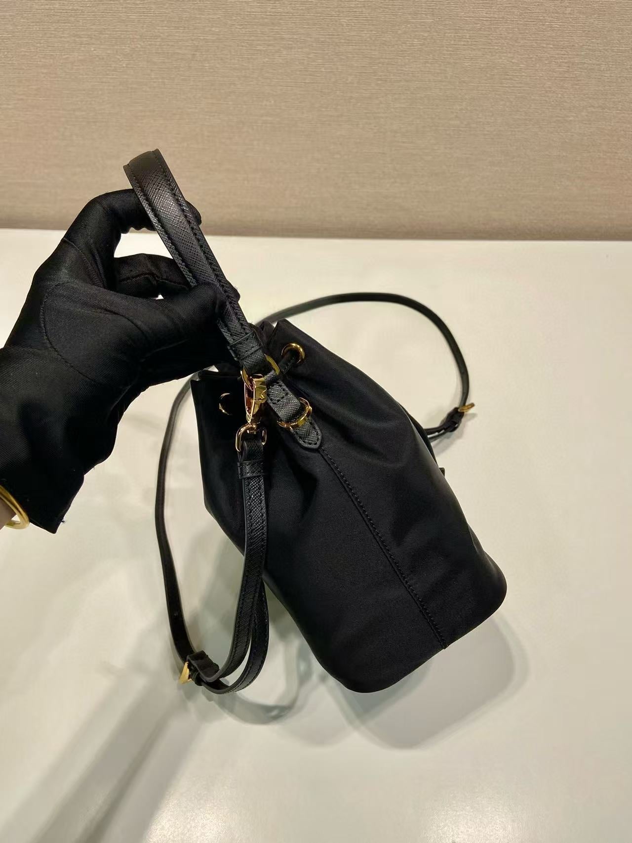 PRA bucket bag 19 black nylon fabric