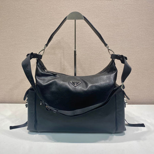 Prada 2026 Explore Bag 43cm Black and Brown Calfskin 351855