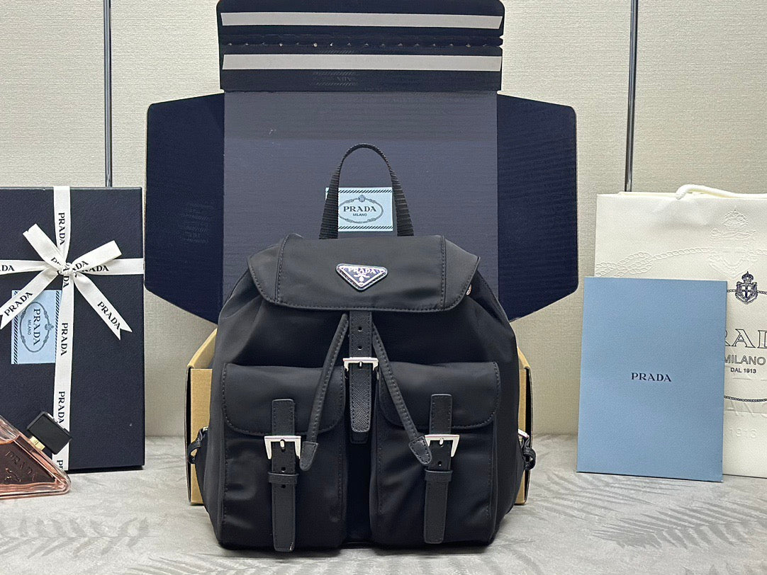 Prada 2026 Backpack 23.5cm Black Re-Nylon