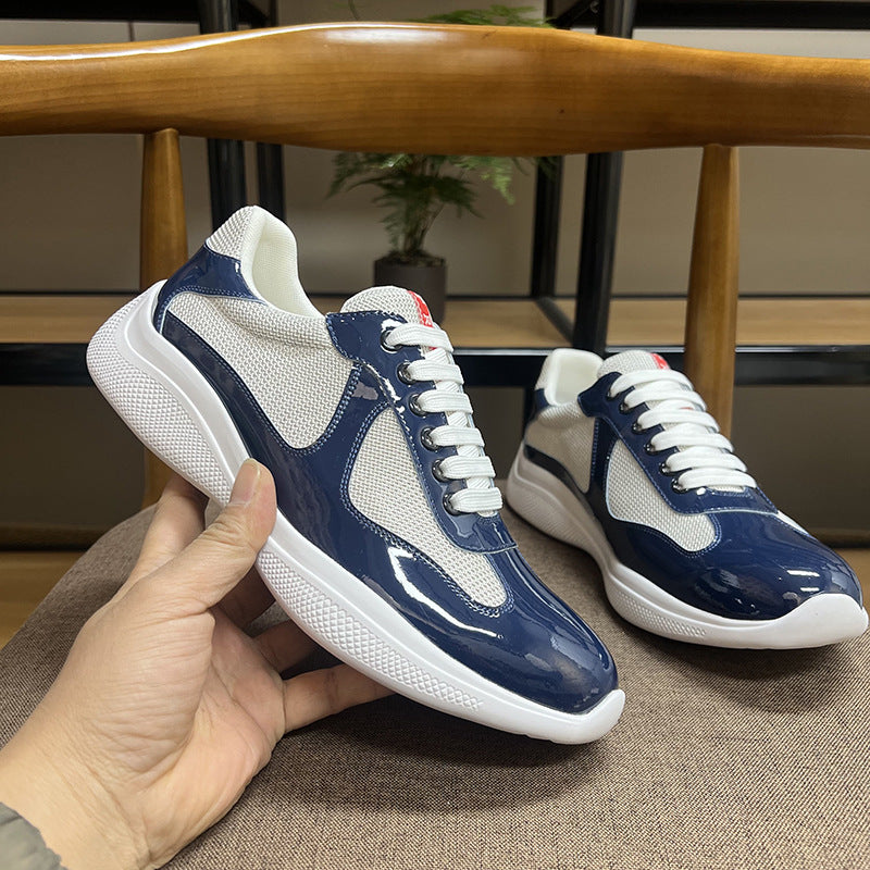 Prada America's Cup Sneaker Dark Blue Patent Leather Mesh