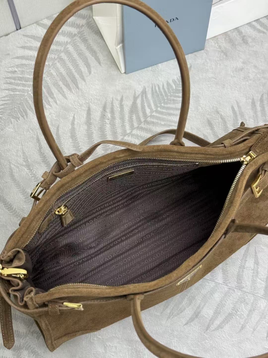 Prada Bonnie Large 38cm Brown Suede