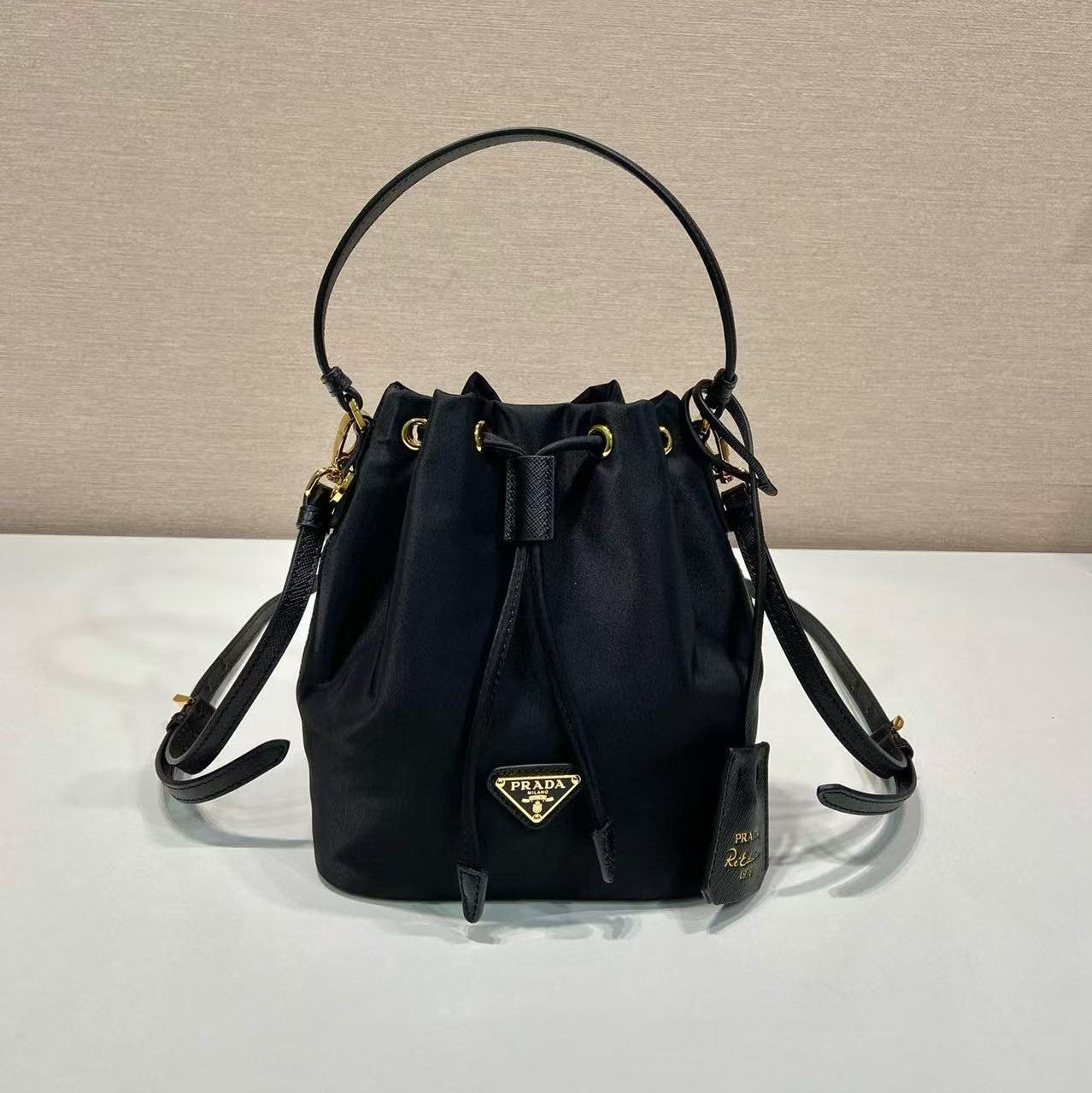 PRA bucket bag 19 black nylon fabric