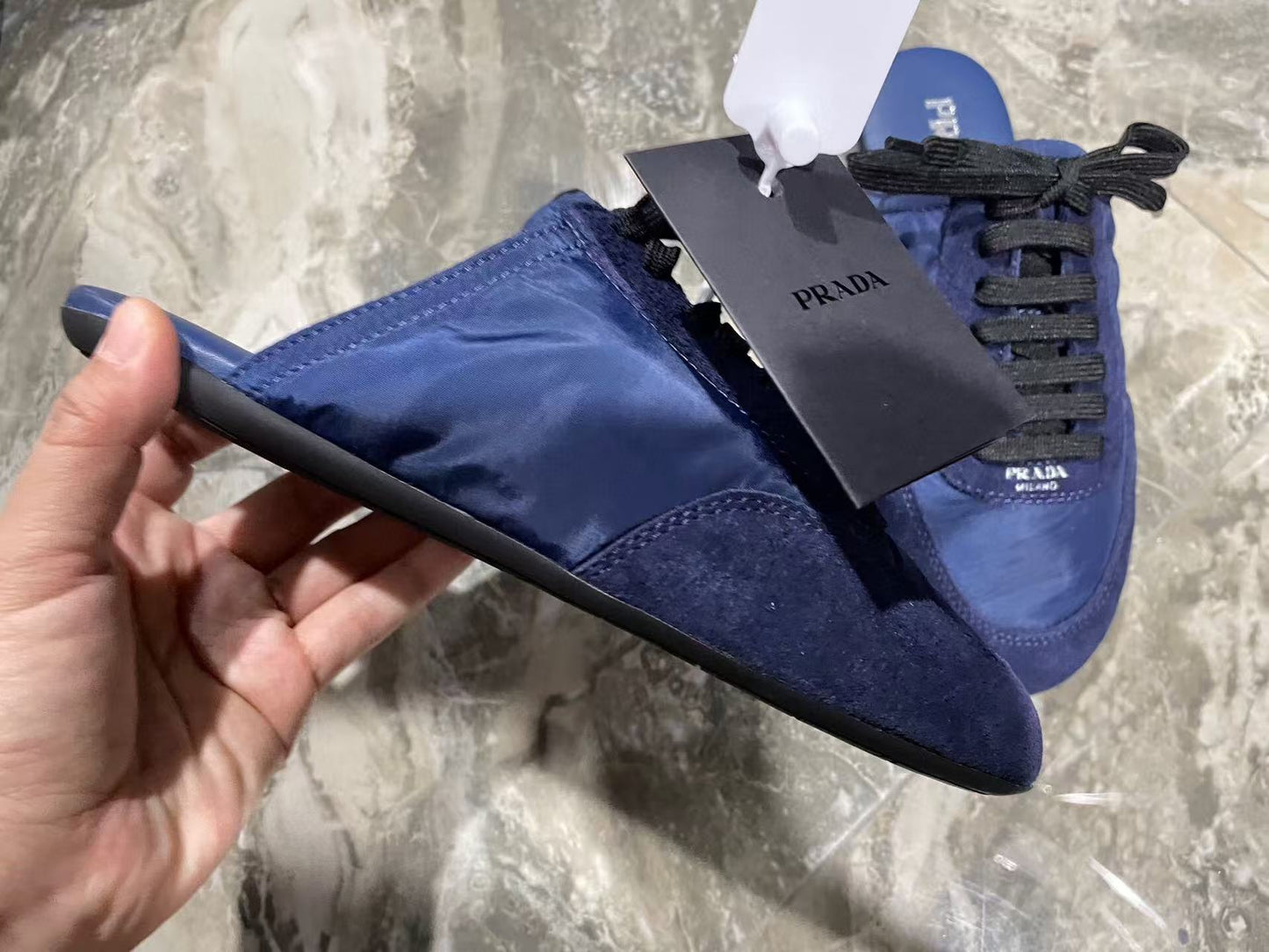 PRA 26S Mule Sneaker Dark Blue Suede Canvas