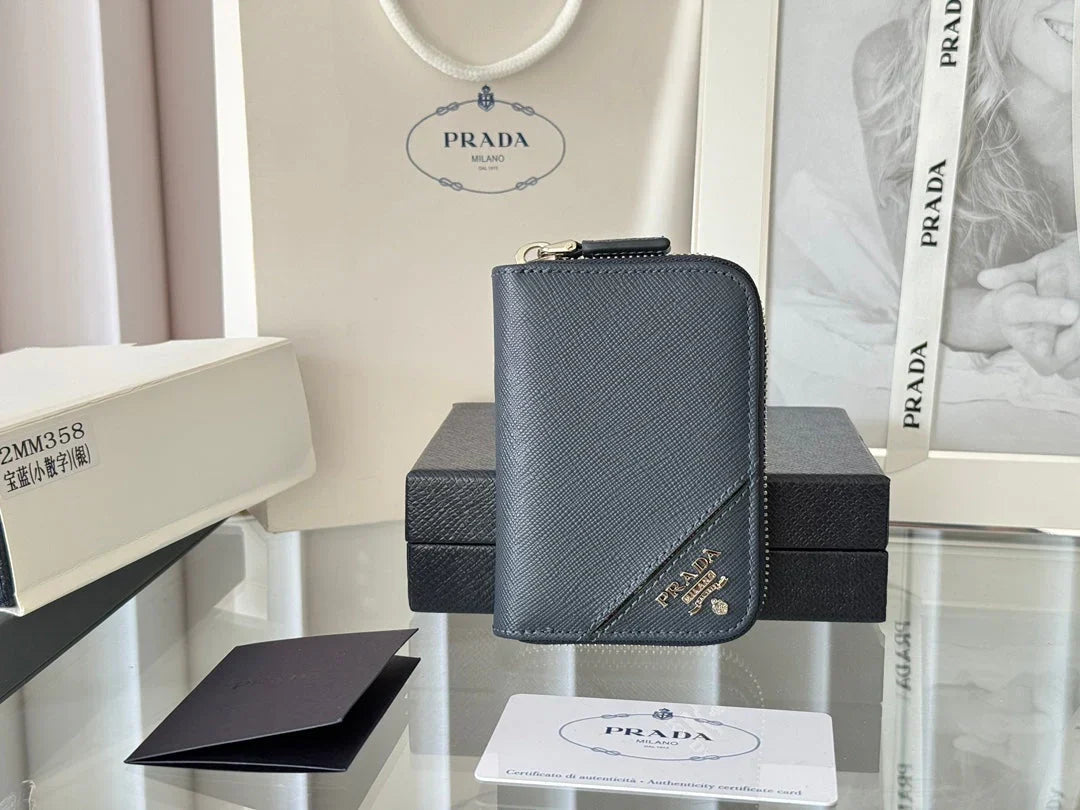 Prada 2026 Cardholder Zipper Bag 10cm Calfskin