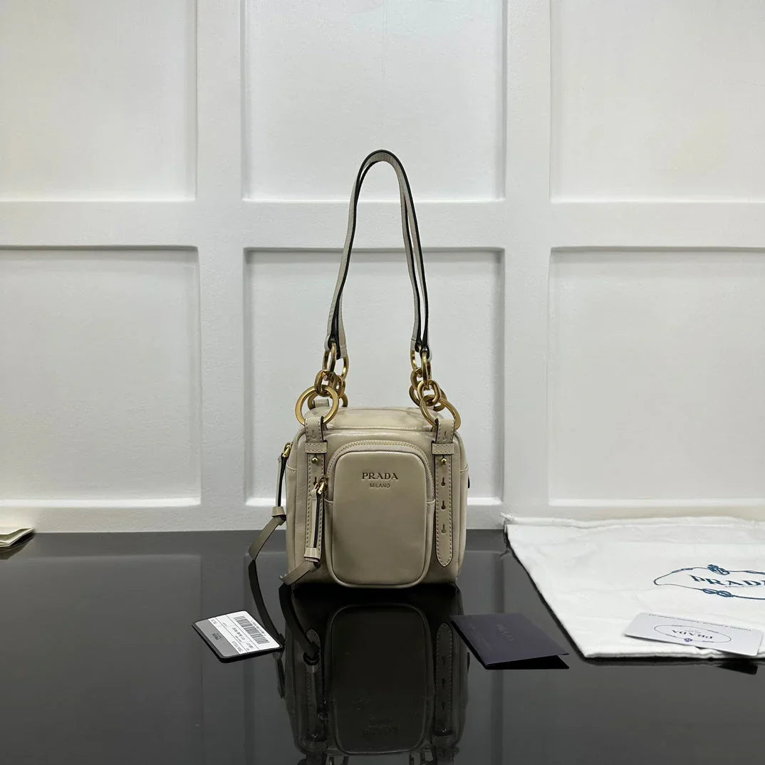 Prada 2026 Dangle Mini Handbag 14.5cm Patent Calfskin
