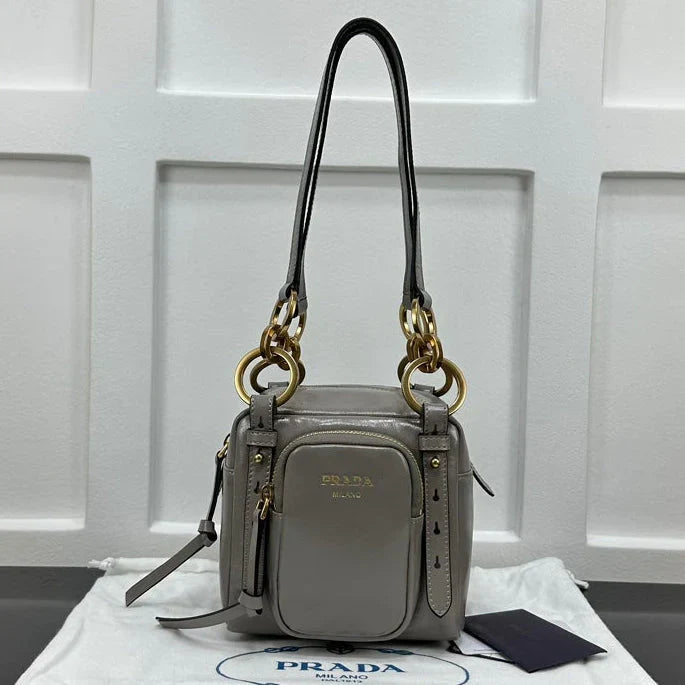 Prada 2026 Dangle Mini Handbag 14.5cm Patent Calfskin