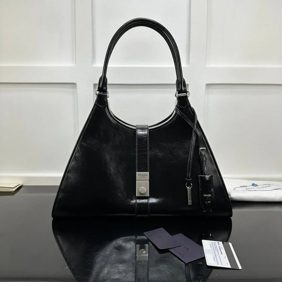 Prada 2026 Soft Lux Medium Tote Bag 39cm Patent Calfskin