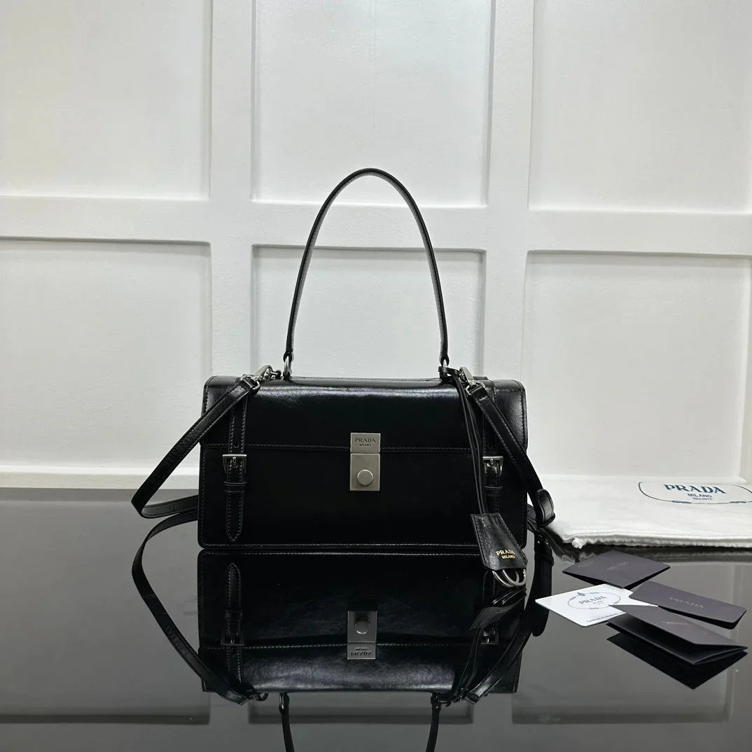 Prada 2026 Medium Shoulder Bag 32cm Patent Calfskin