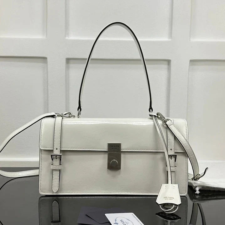 Prada 2026 Medium Shoulder Bag 32cm Patent Calfskin