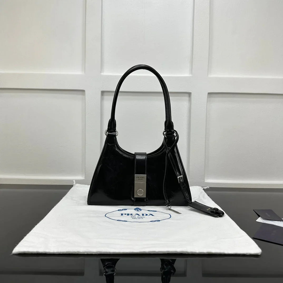 Prada 2026 Soft Lux Medium Tote Bag 26cm Patent Calfskin