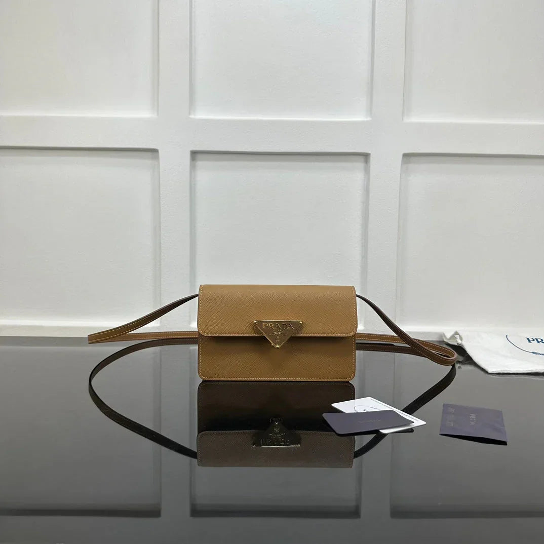 Prada 2026 Embleme Shoulder Bag 24.5cm Calfskin