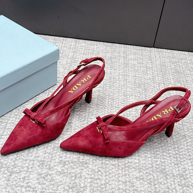 Prada 2026 Slingback 75mm Suede Lambskin 855699