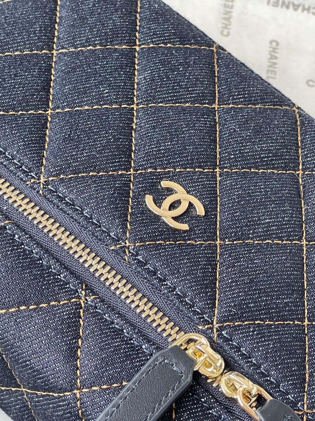 Chanel 2026 Vanity Bag 19.5cm Blue Denim Leather