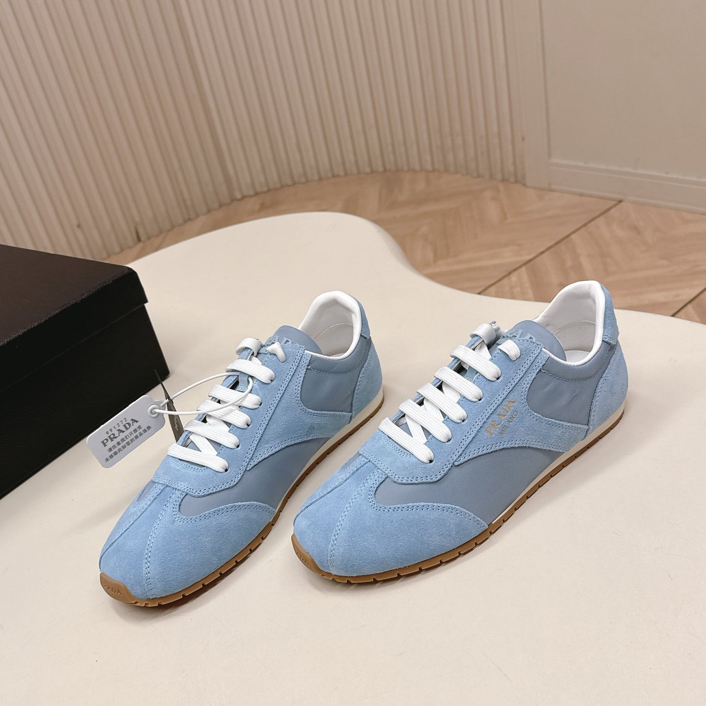 Prada 26ss German Training Light Blue Suede Leather 644223
