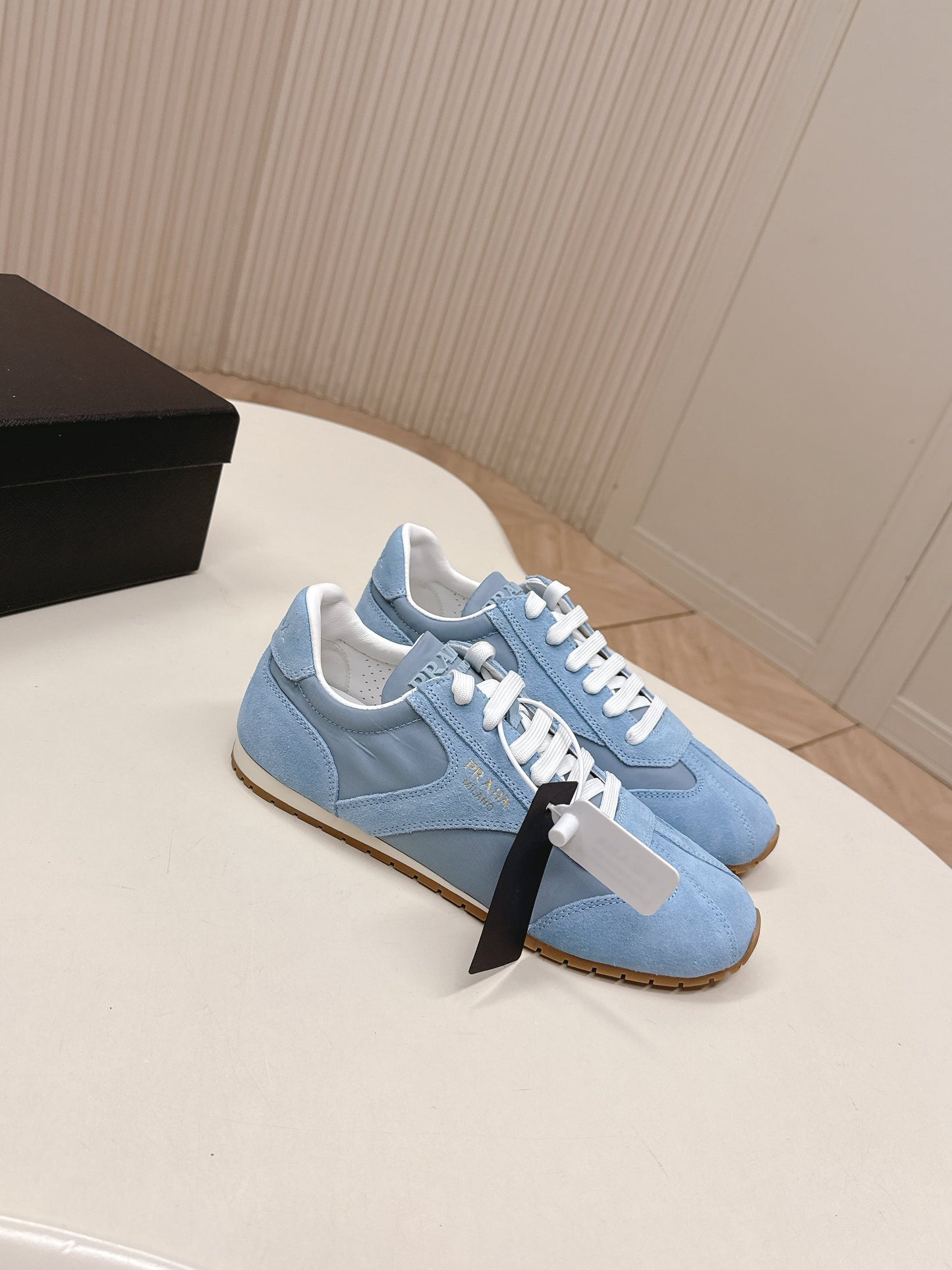 Prada 26ss German Training Light Blue Suede Leather 644223