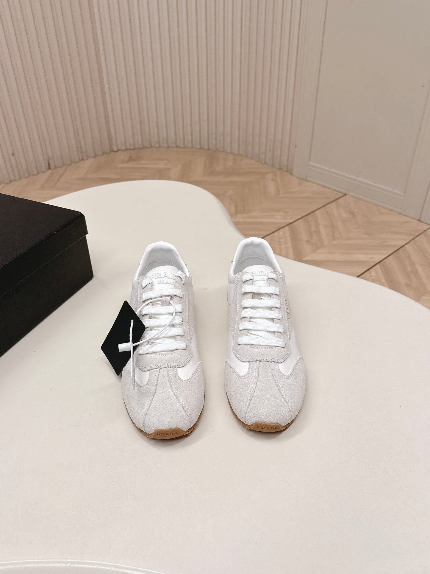 Prada 26ss German Training Light Grey Suede Leather 644224