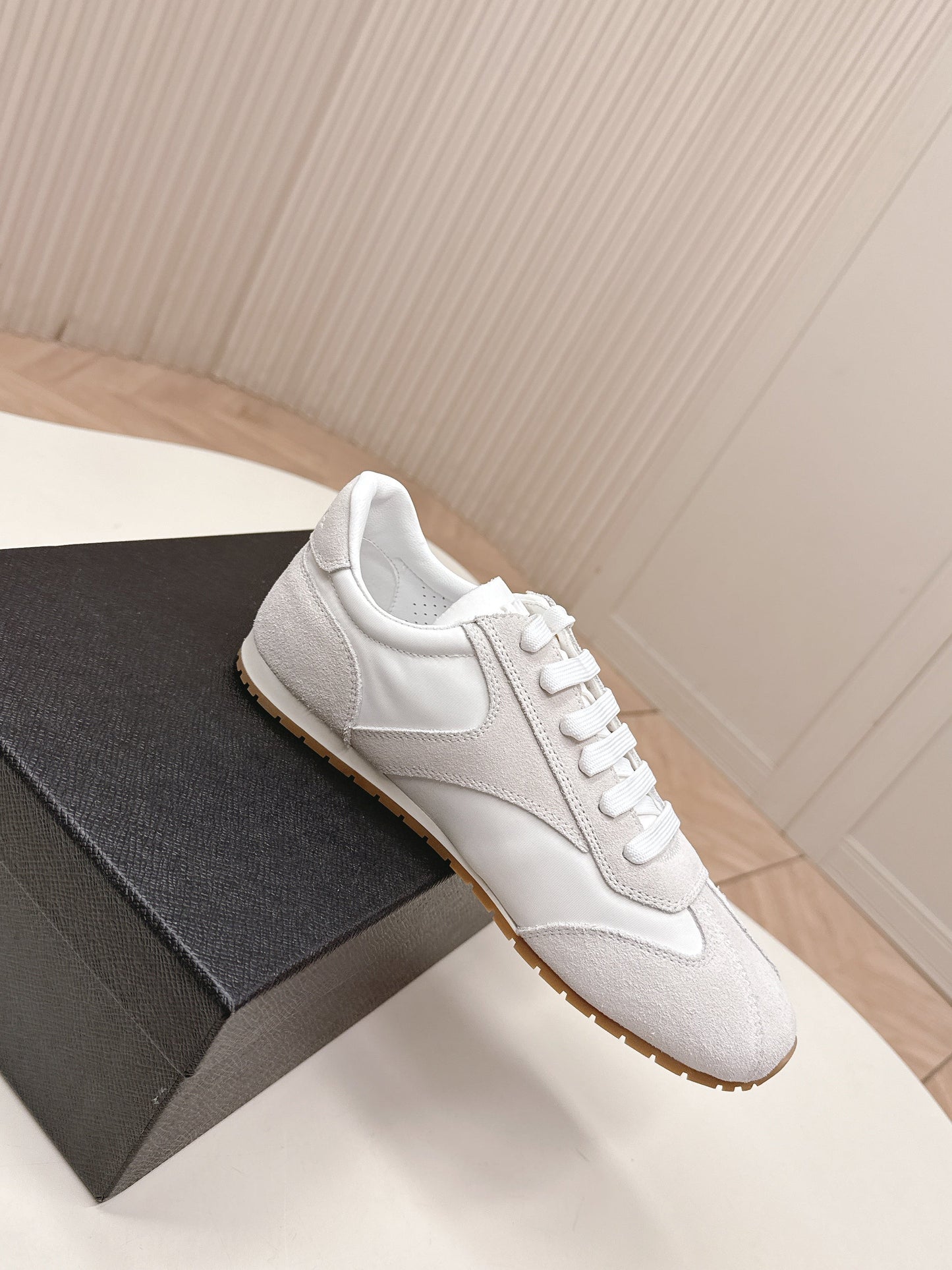 Prada 26ss German Training Light Grey Suede Leather 644224