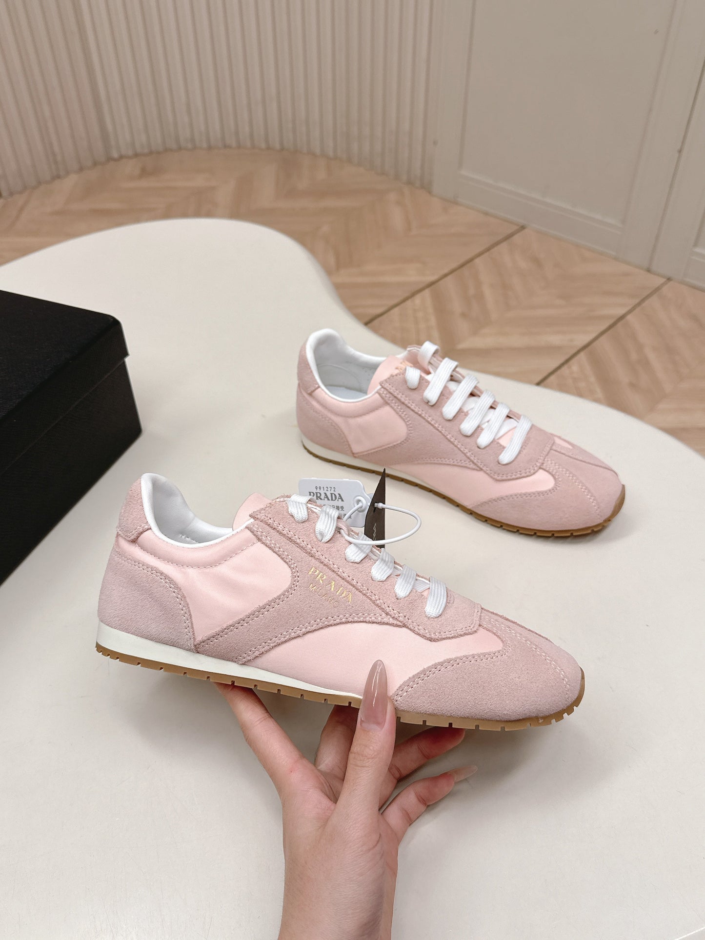 Prada 26ss German Training Pink Suede Leather 644225