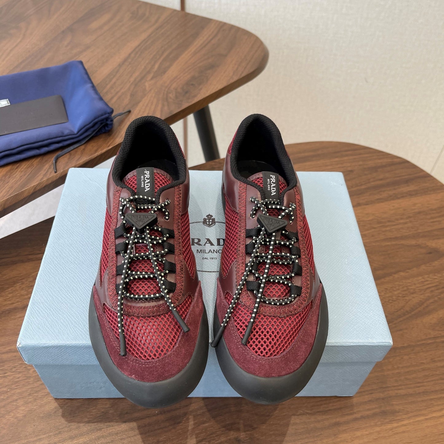 Prada Speedrock Sneakers Red Mesh Fabric 727603