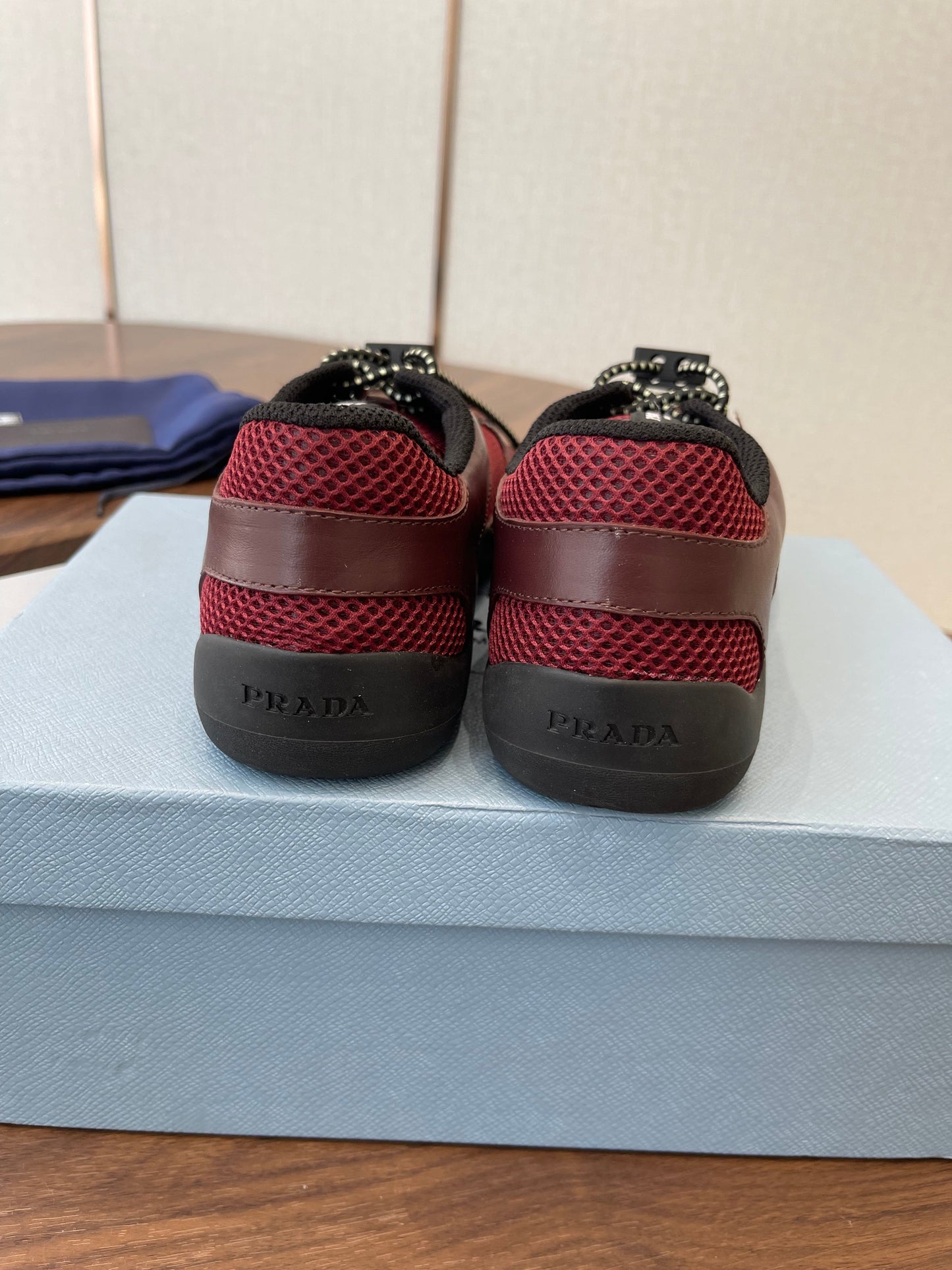 Prada Speedrock Sneakers Red Mesh Fabric 727603
