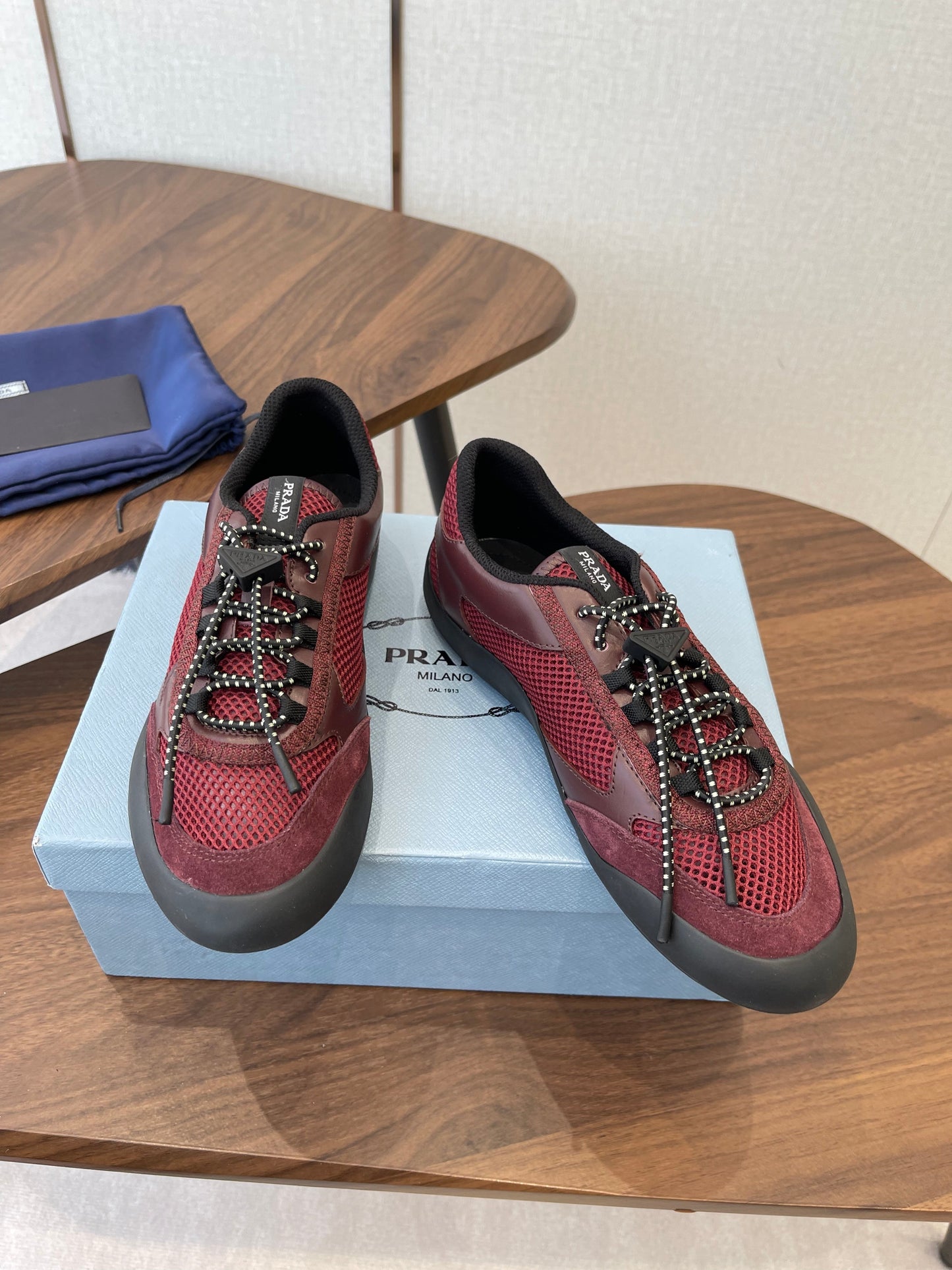 Prada Speedrock Sneakers Red Mesh Fabric 727603