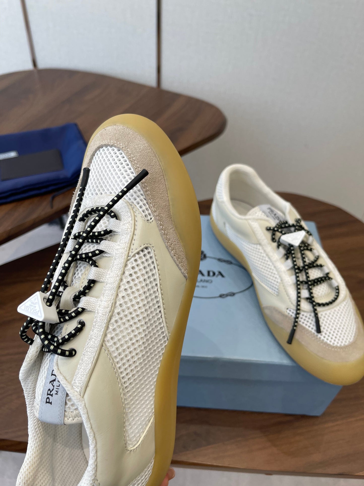 Prada Speedrock Sneakers Chalk White Mesh Fabric 727605