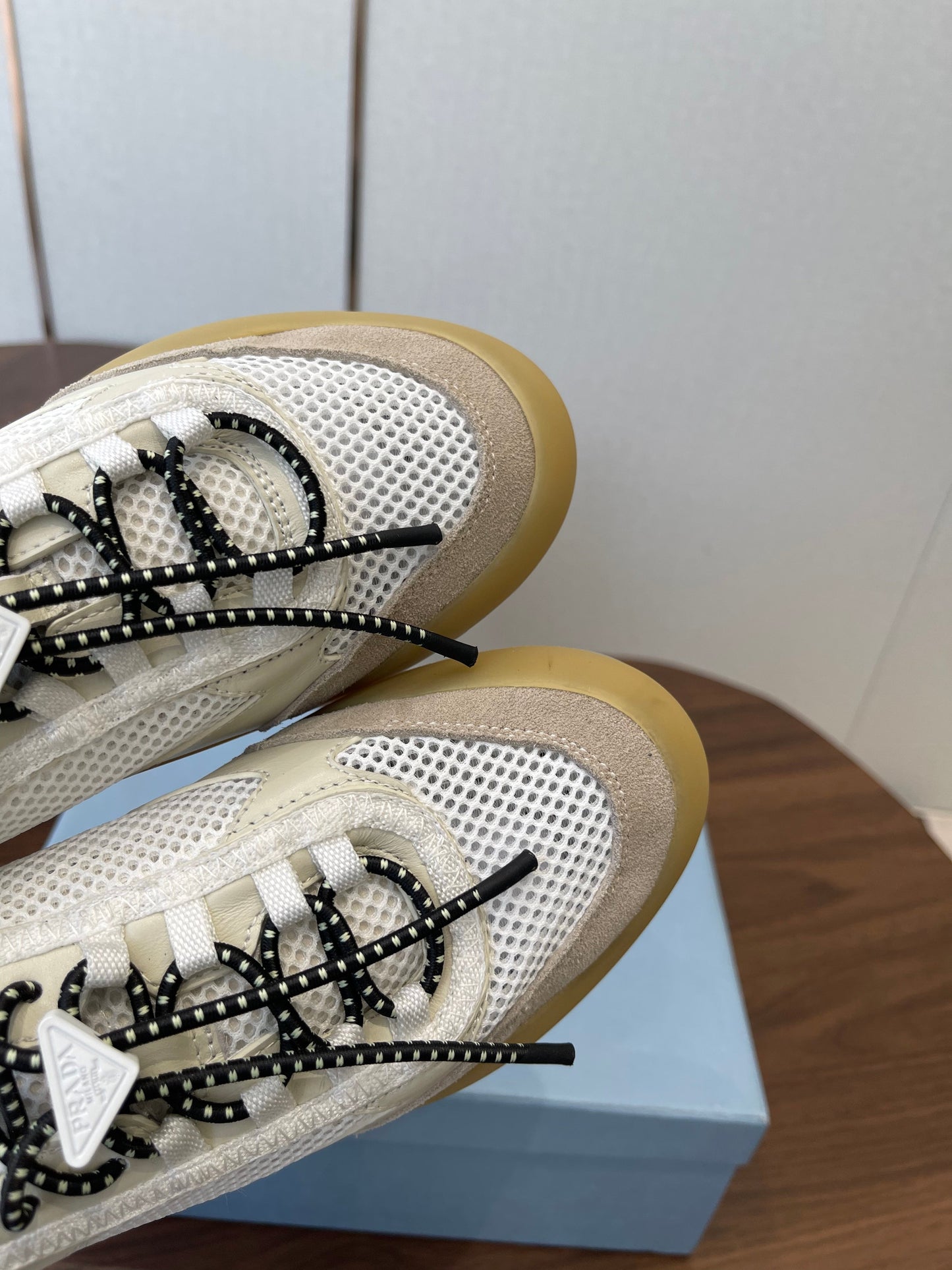 Prada Speedrock Sneakers Chalk White Mesh Fabric 727605