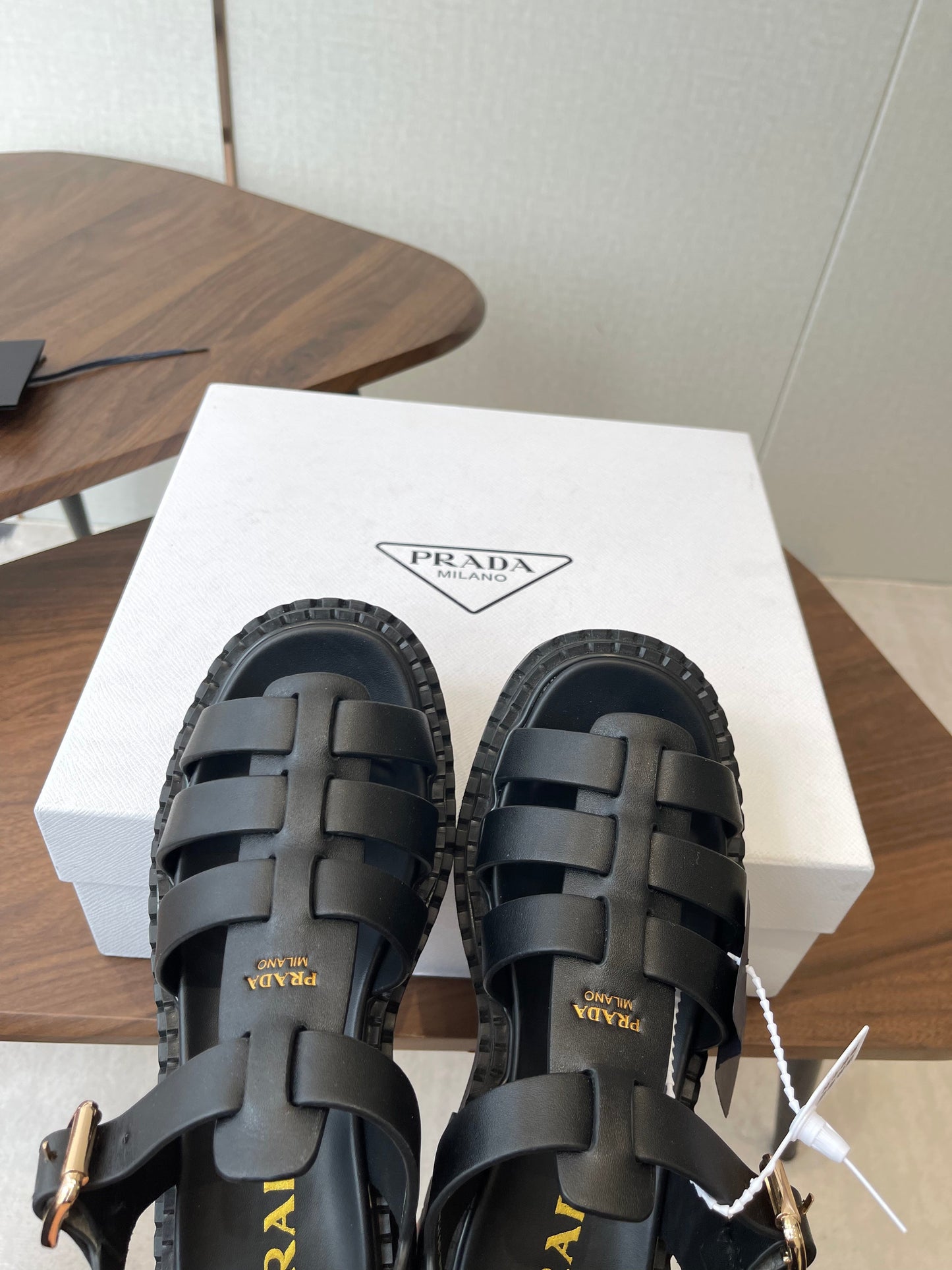 Prada Strappy Sandals 5.5cm Black Leather 728556