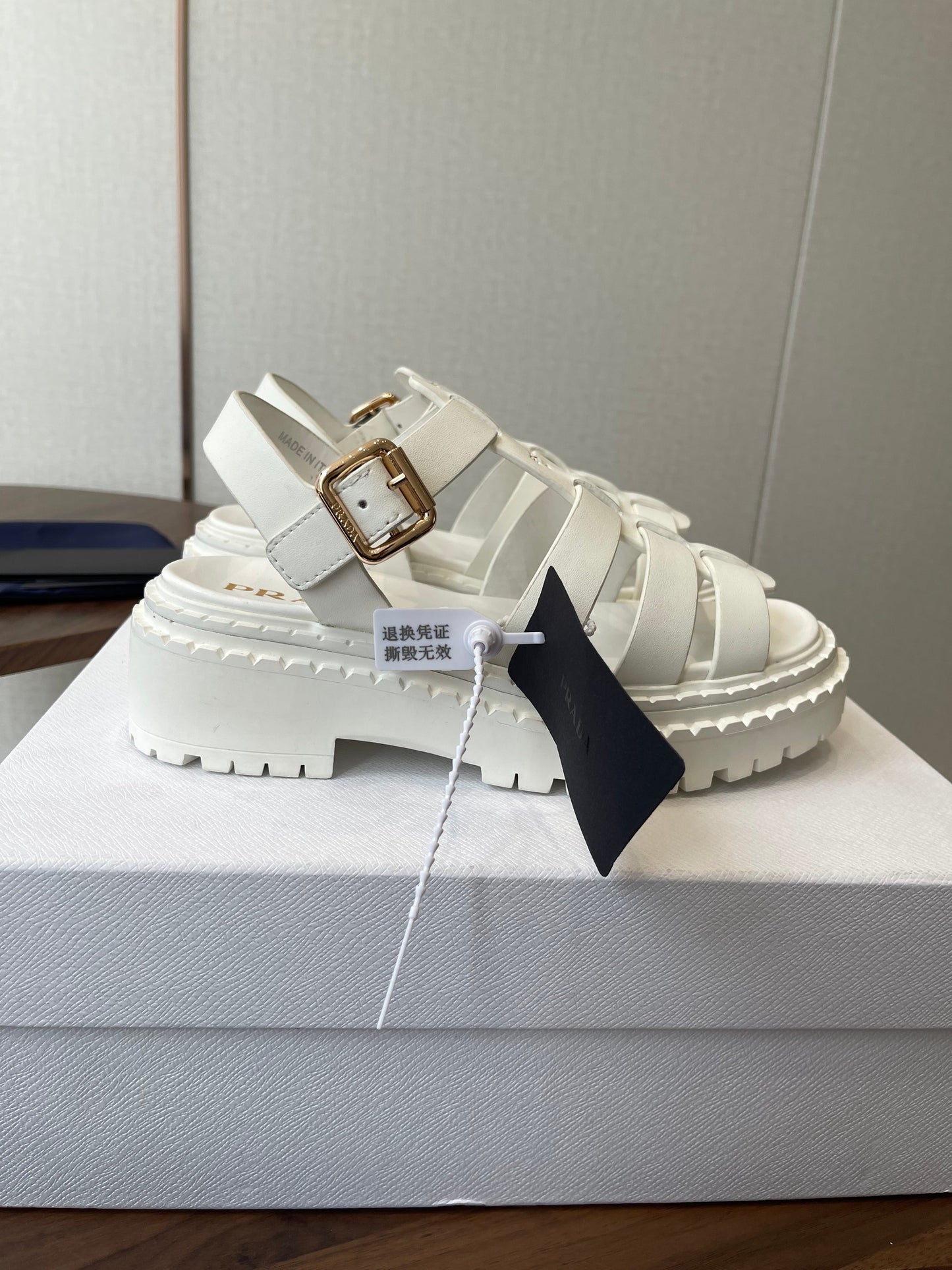 Prada Strappy Sandals 5.5cm White Leather 728558