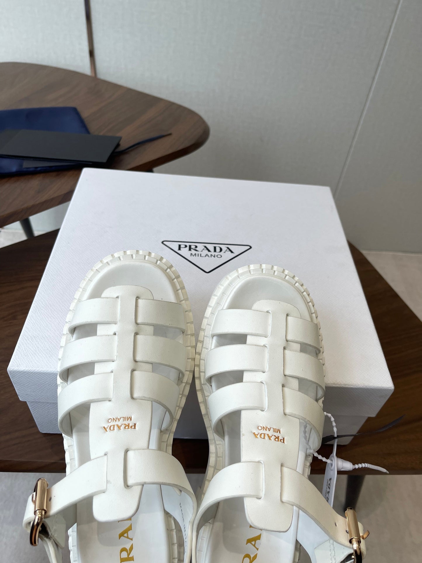 Prada Strappy Sandals 5.5cm White Leather 728558