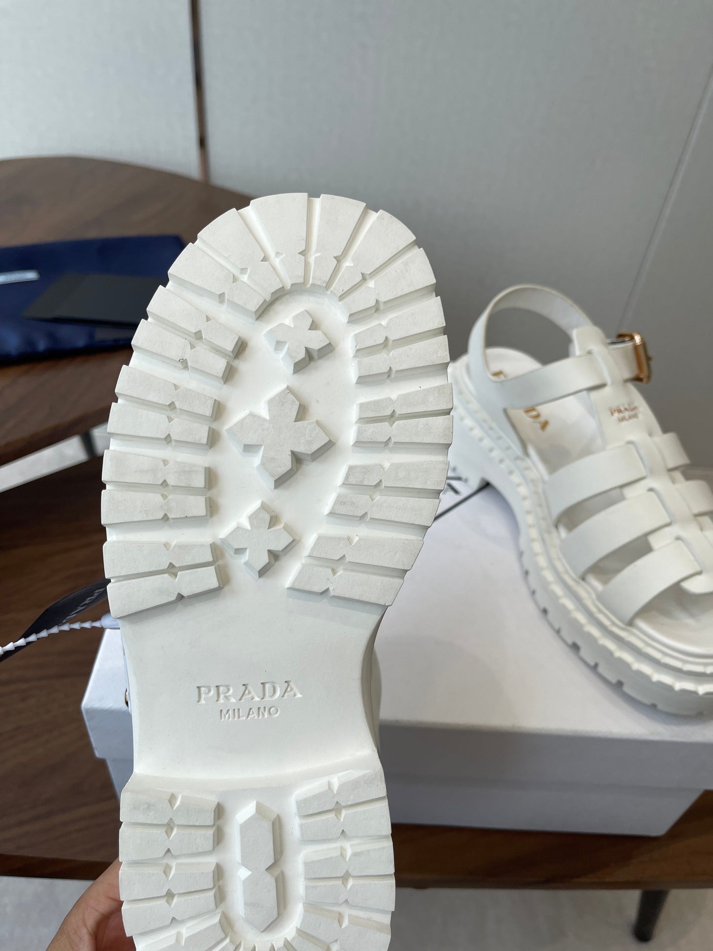 Prada Strappy Sandals 5.5cm White Leather 728558