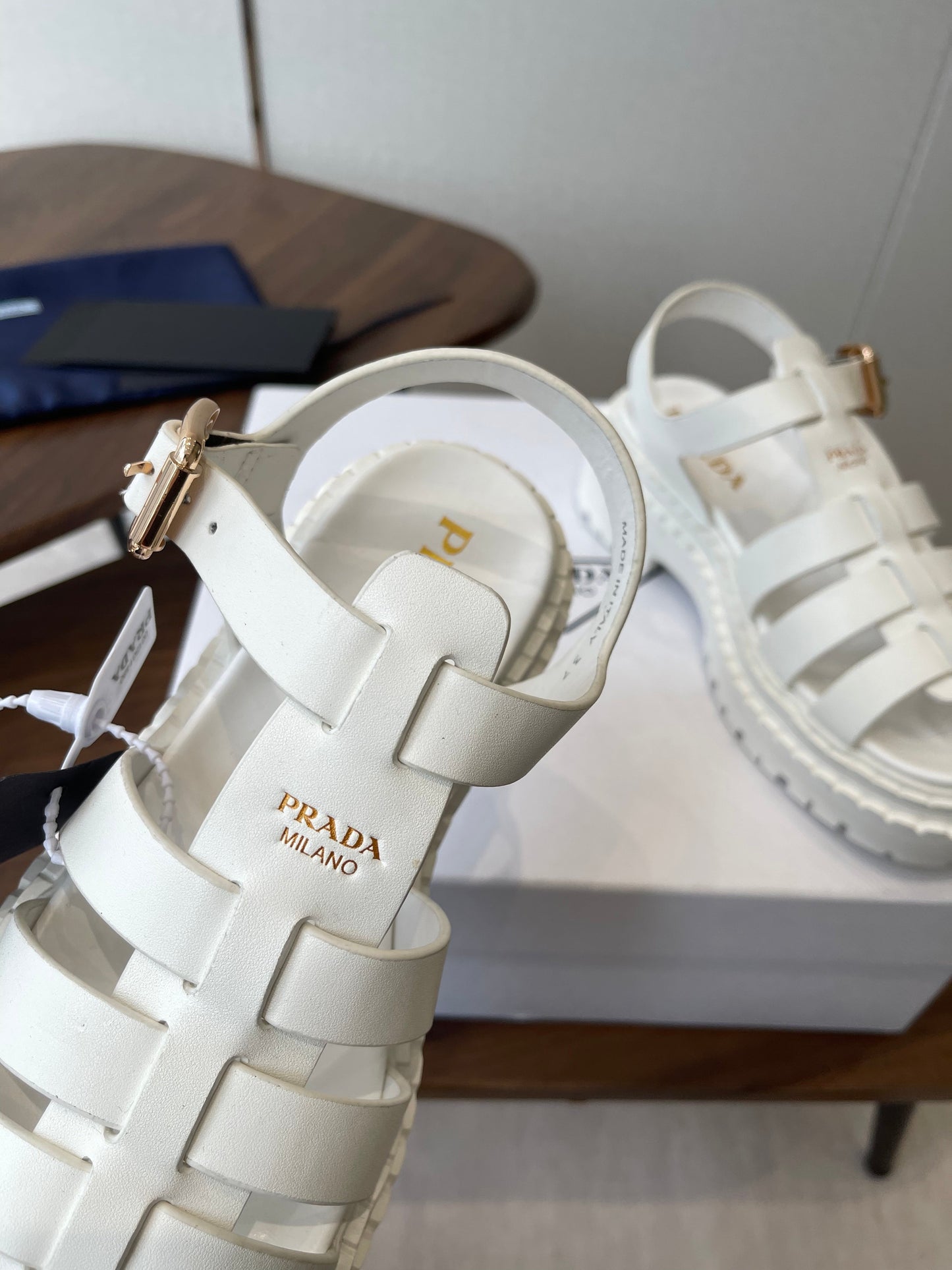 Prada Strappy Sandals 5.5cm White Leather 728558