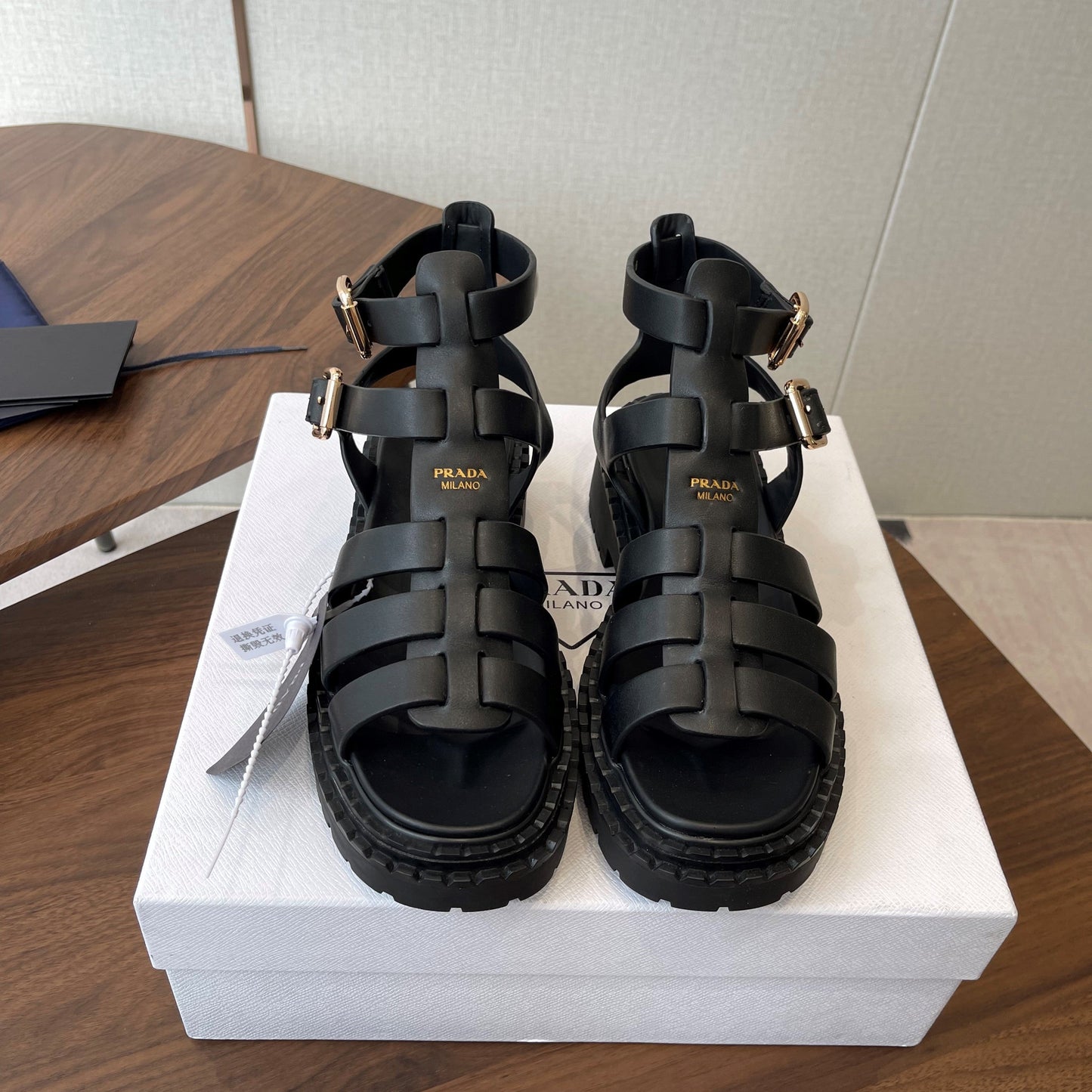 Prada Strappy Sandals 5.5cm Leather 728559