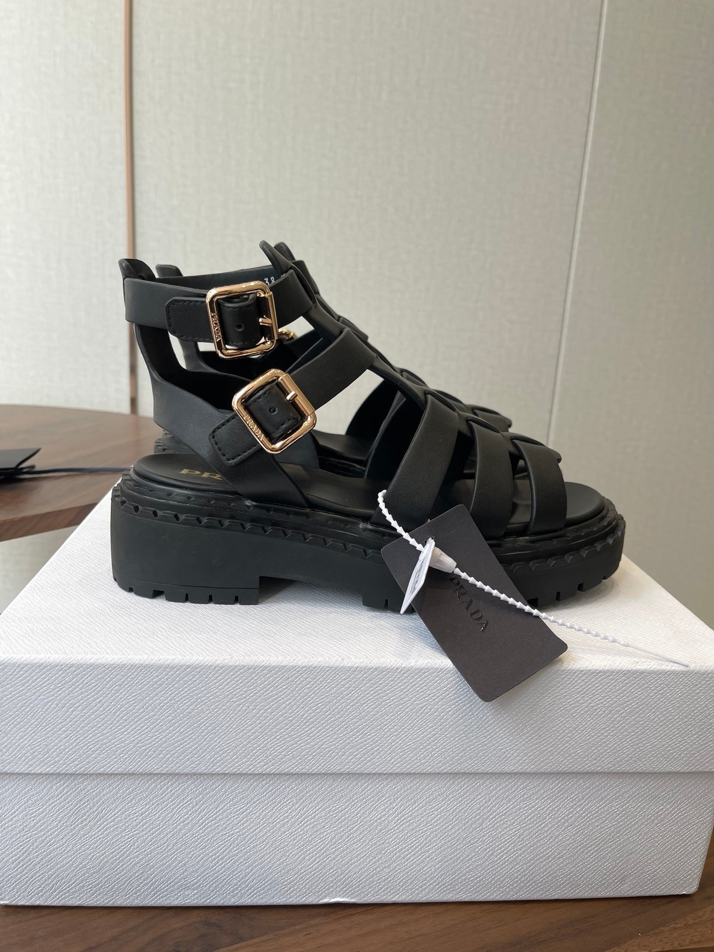 Prada Strappy Sandals 5.5cm Leather 728559