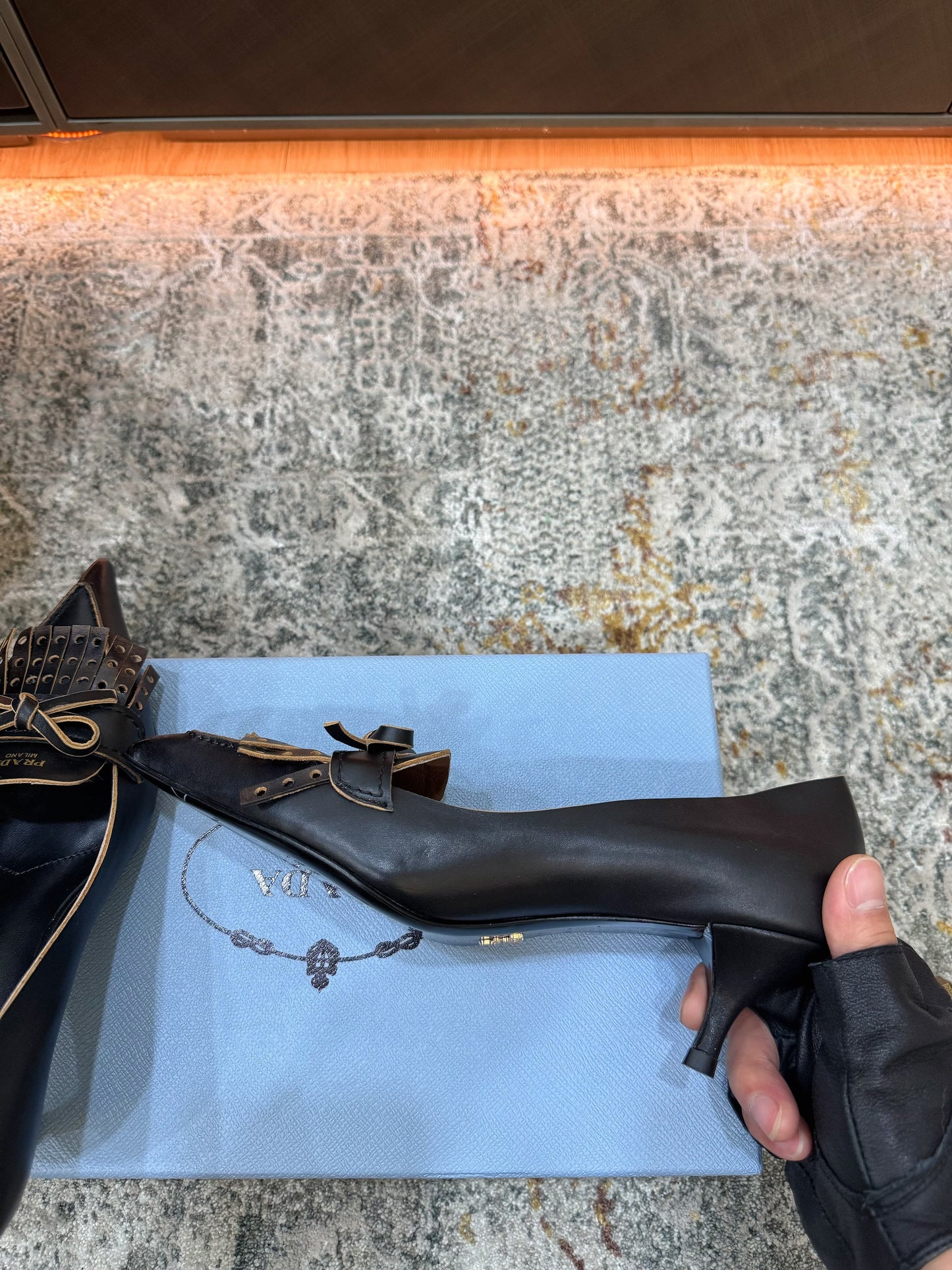 Prada 26s Slingback 6cm Black Cowhide 804087