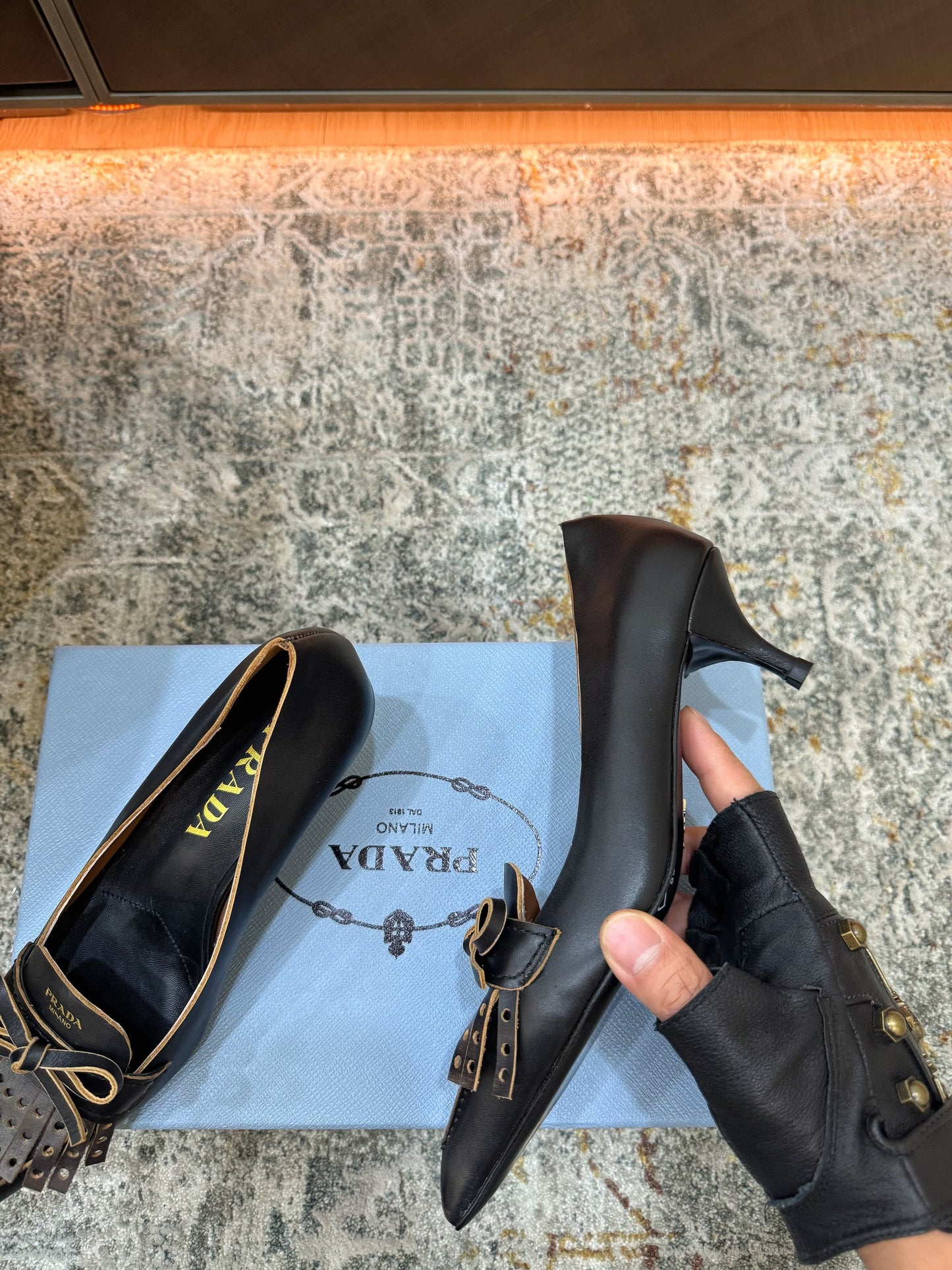 Prada 26s Slingback 6cm Black Cowhide 804087
