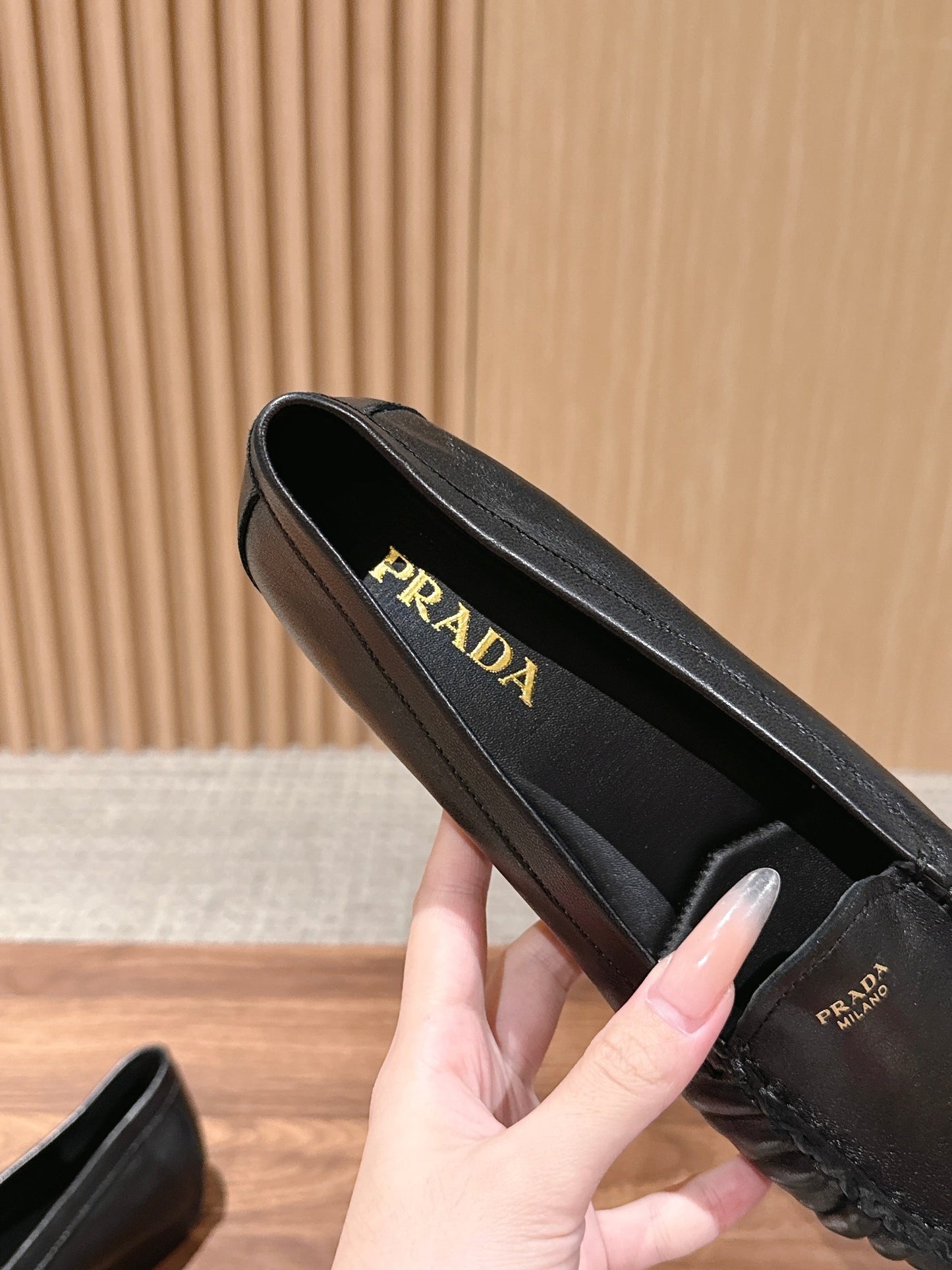 Prada 26s Loafers Black Sheepskin 974892