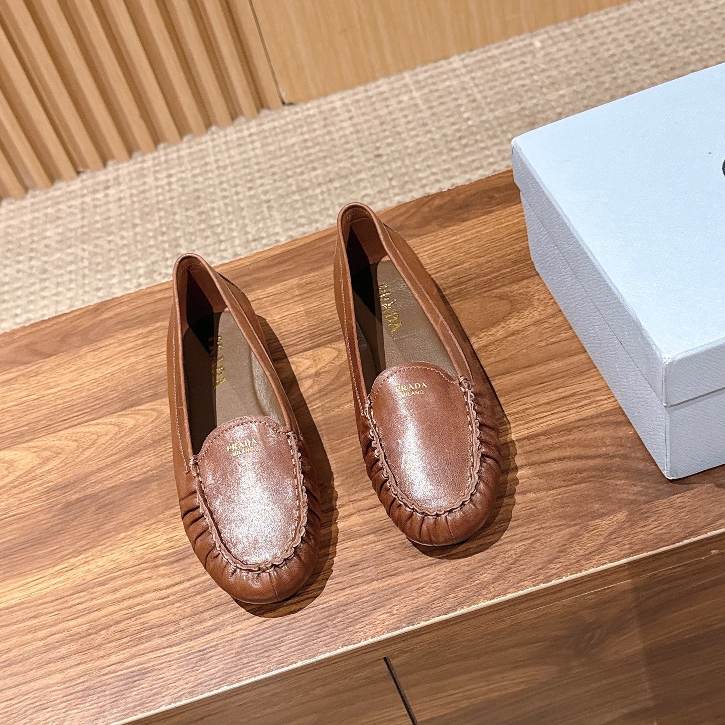 Prada 26s Loafers Tan Sheepskin 974893