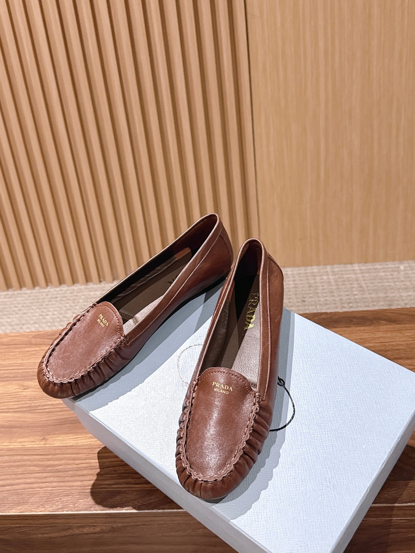 Prada 26s Loafers Tan Sheepskin 974893