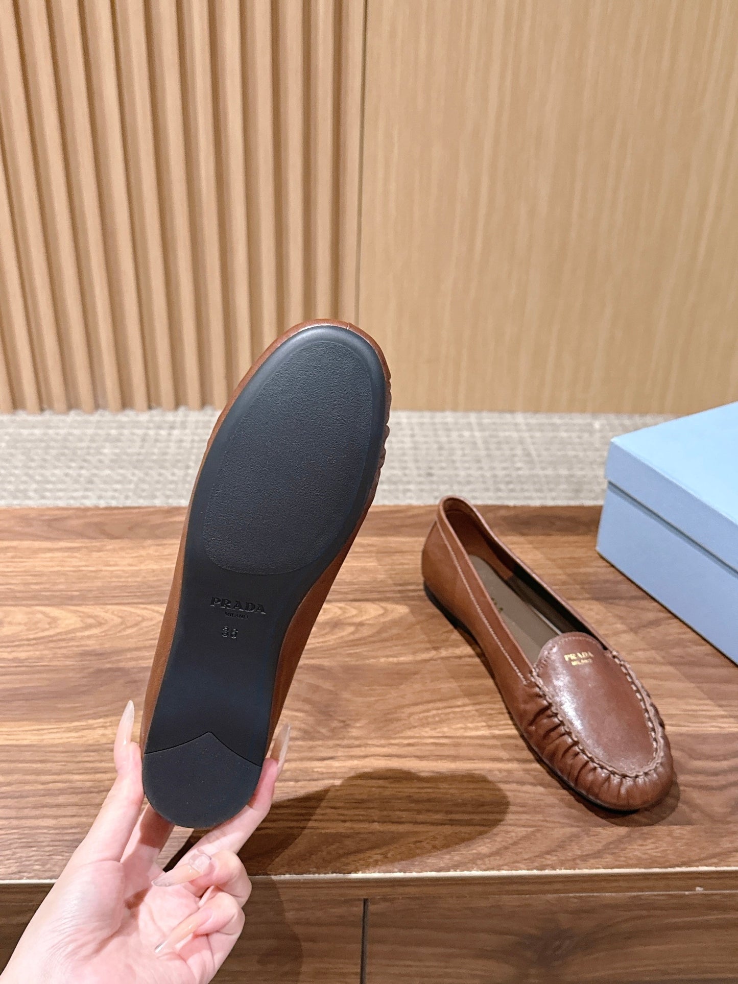 Prada 26s Loafers Tan Sheepskin 974893