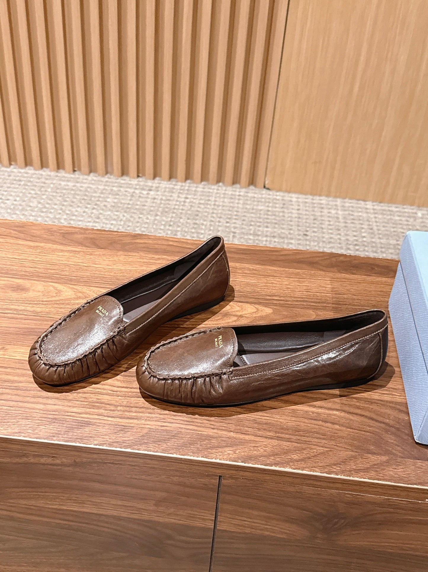 Prada 26s Loafers Taupe Sheepskin 974894