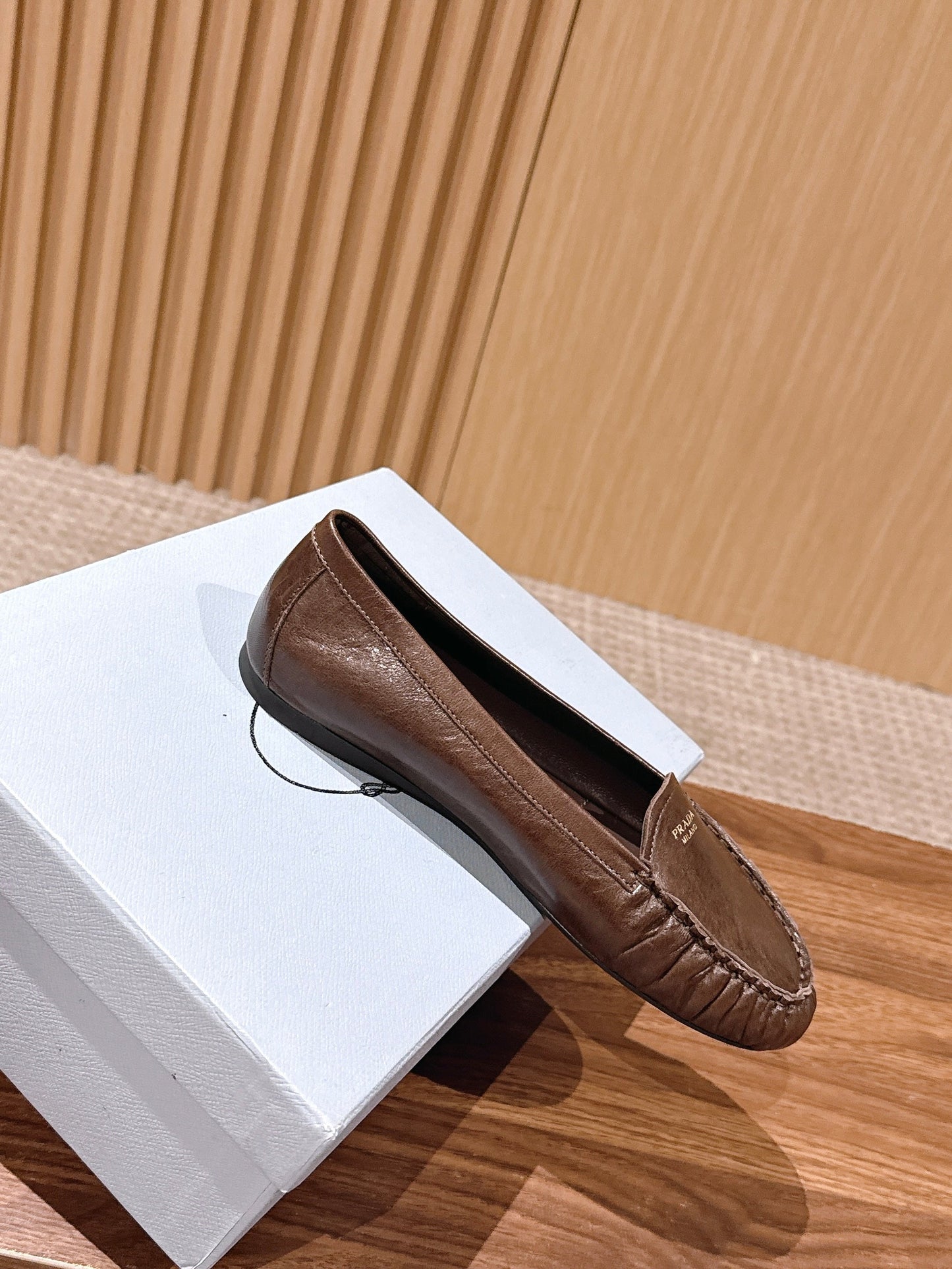 Prada 26s Loafers Taupe Sheepskin 974894