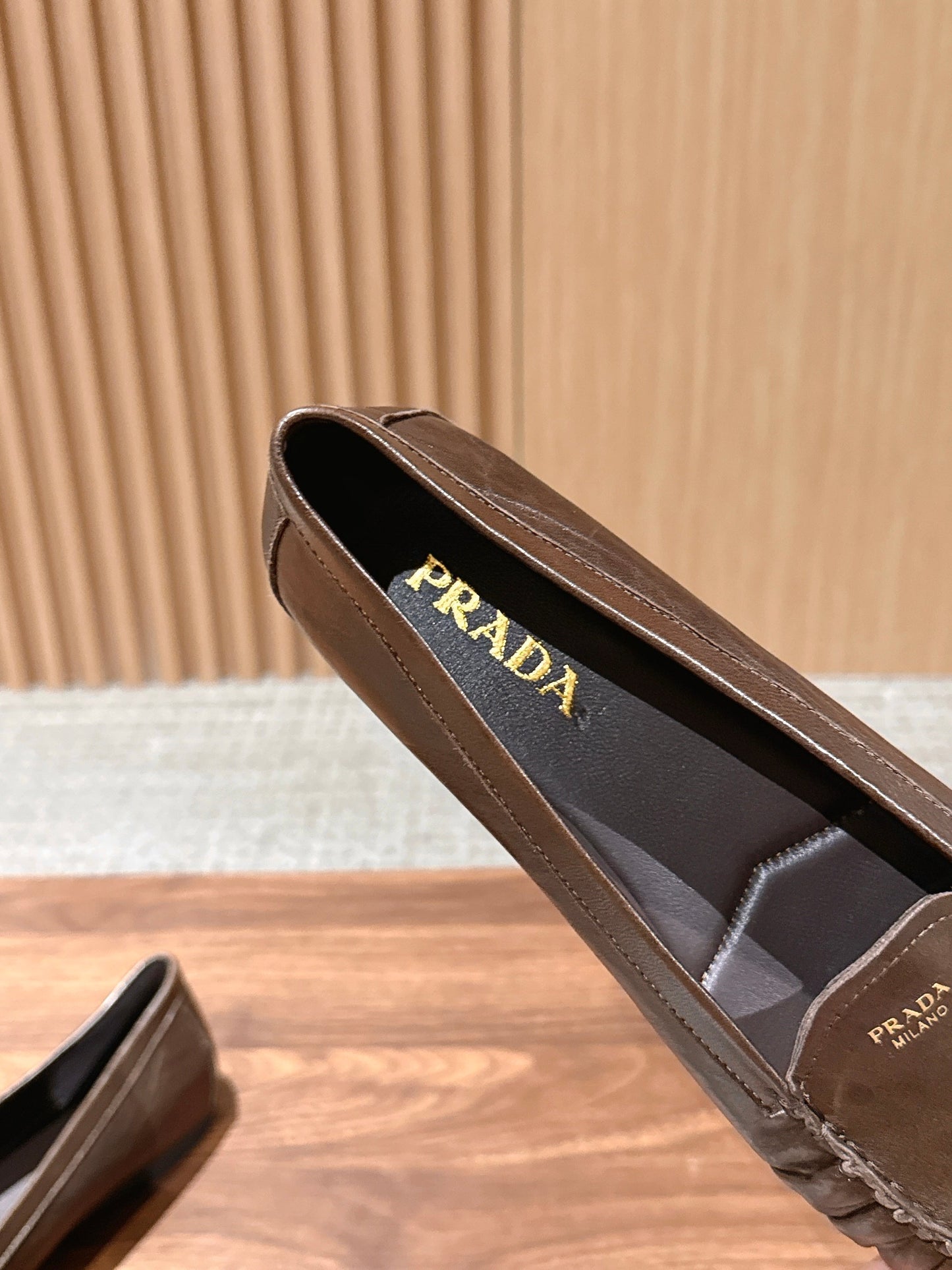 Prada 26s Loafers Taupe Sheepskin 974894
