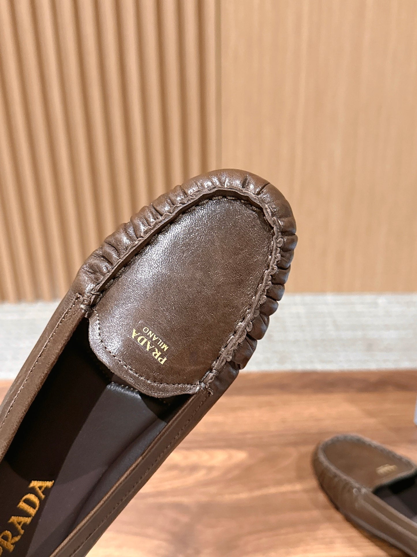 Prada 26s Loafers Taupe Sheepskin 974894