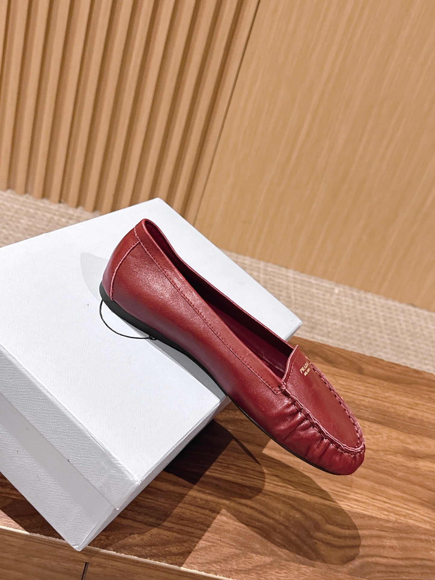 Prada 26s Loafers Burgundy Sheepskin 974895