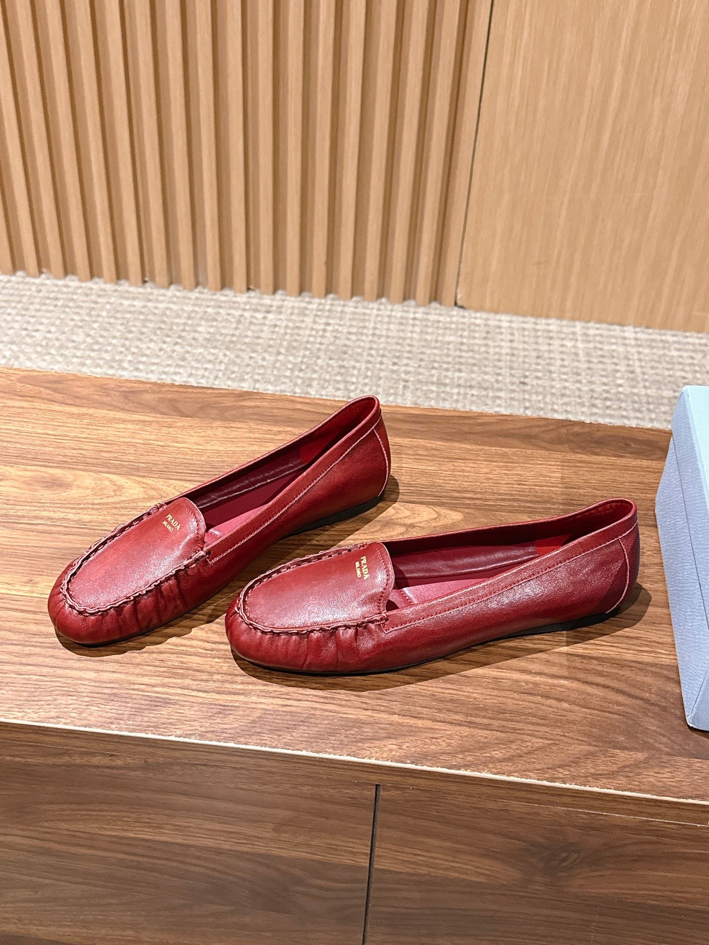 Prada 26s Loafers Burgundy Sheepskin 974895