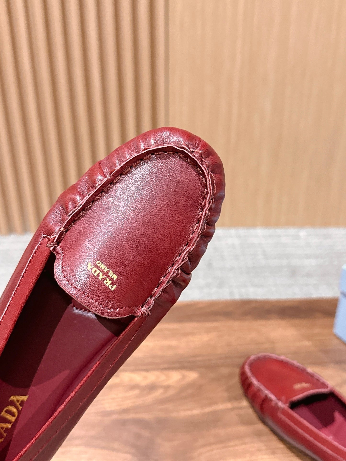 Prada 26s Loafers Burgundy Sheepskin 974895