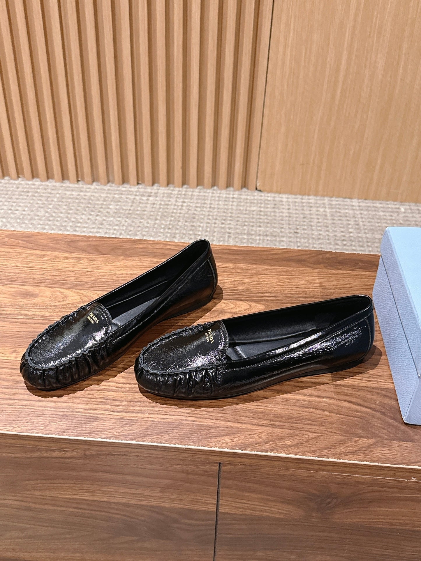 Prada 26s Loafers Black Glossy Leather 974896